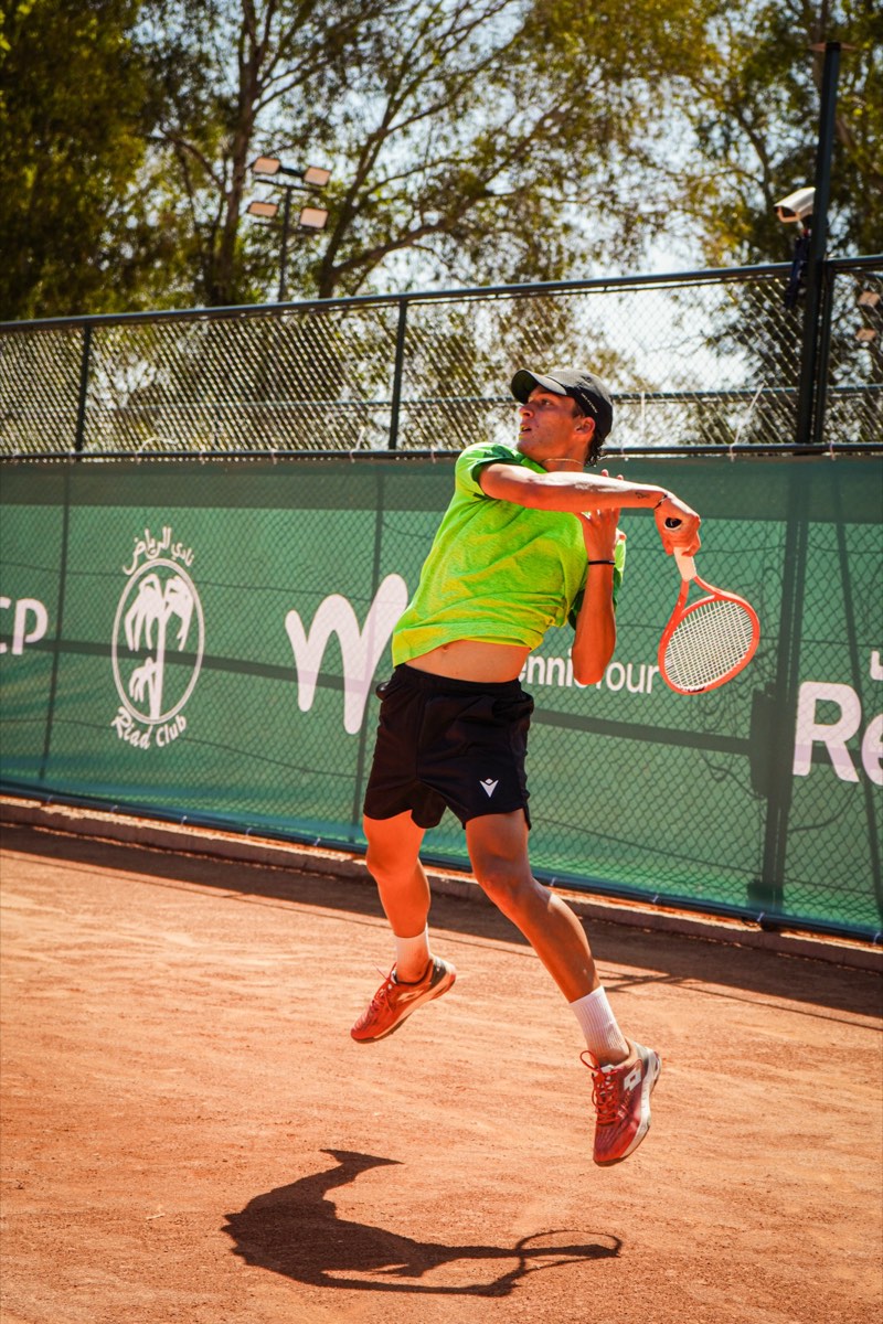 Tennis player two-handed backhand