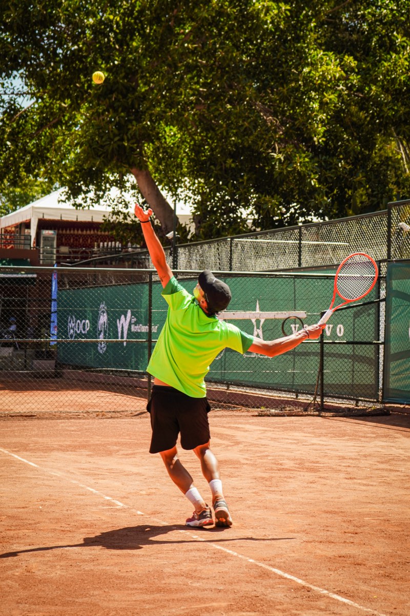 Tennis player on clay court